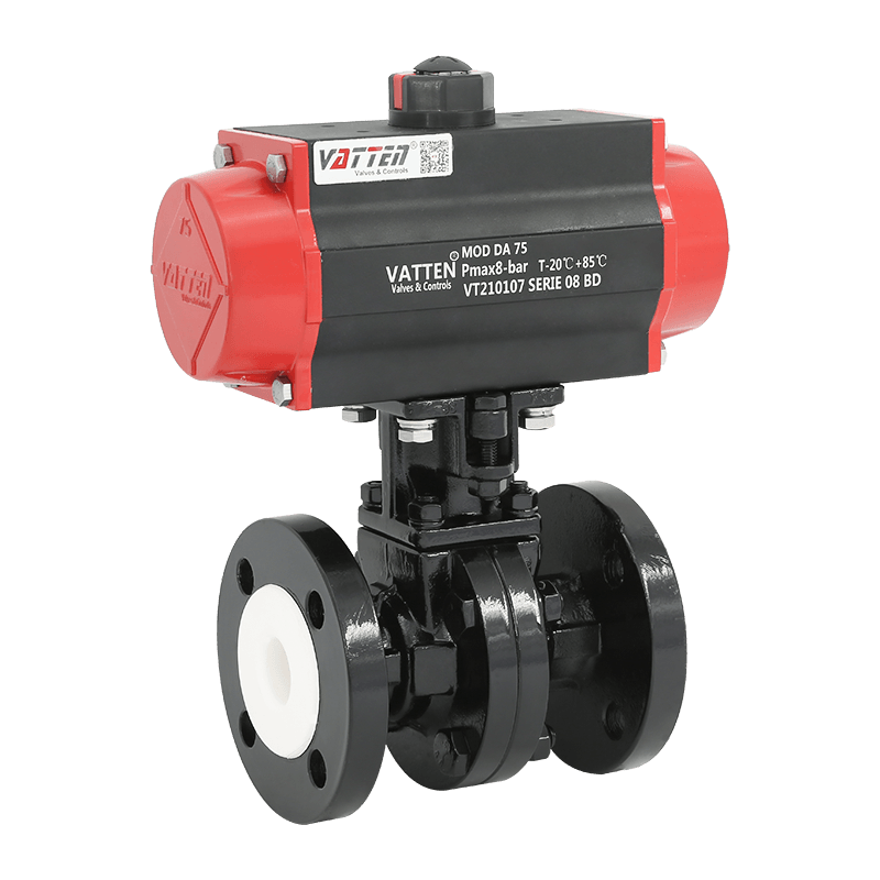 空気圧フッ素ライニングフランジ形ボールバルブ