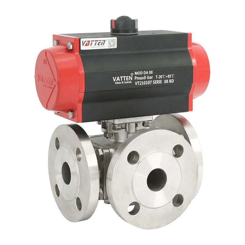 空気式三方ボールバルブ